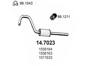 ASSO 14.7023 galinis duslintuvas 
 Išmetimo sistema -> Duslintuvas
1556163, 1556164, 1559627, 1571633