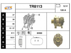SNRA TR8113 kintamosios srovės generatorius 
 Elektros įranga -> Kint. sr. generatorius/dalys -> Kintamosios srovės generatorius
7700430183, 8200120571, 8200205612