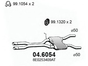 ASSO 04.6054 vidurinis duslintuvas 
 Išmetimo sistema -> Duslintuvas
8E0253409AT