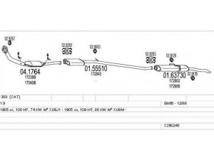 MTS C260246006147 išmetimo sistema 
 Išmetimo sistema -> Išmetimo sistema, visa