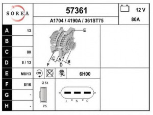 EAI 57361 kintamosios srovės generatorius
A2TB3091, A2TB5391, A2TB6991, A2TG0391