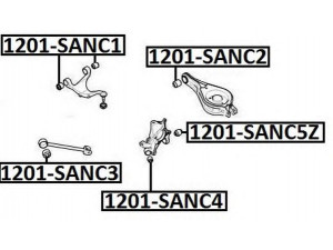 ASVA 1201-SANC3 valdymo svirties/išilginių svirčių įvorė 
 Ašies montavimas/vairavimo mechanizmas/ratai -> Valdymo svirtis/pasukamosios svirties sujungimas -> Montavimas/sutvirtinimas
55118-2B100, 55100-2B100