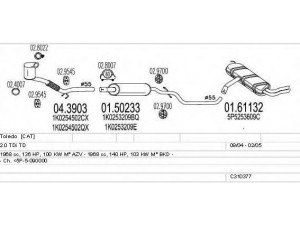 MTS C310377016005 išmetimo sistema 
 Išmetimo sistema -> Išmetimo sistema, visa