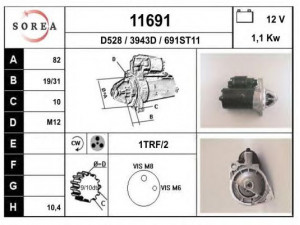 EAI 11691 starteris 
 Elektros įranga -> Starterio sistema -> Starteris
90444193, 90458462