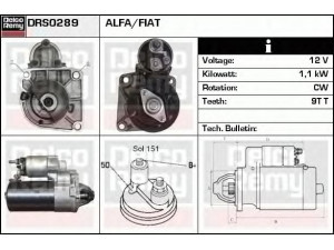 DELCO REMY DRS0289 starteris 
 Elektros įranga -> Starterio sistema -> Starteris
051873926, 51804744