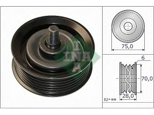 INA 532 0744 10 kreipiantysis skriemulys, V formos rumbuotas diržas 
 Diržinė pavara -> V formos rumbuotas diržas/komplektas -> Laisvasis/kreipiamasis skriemulys
25287-57060