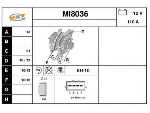 SNRA MI8036 kintamosios srovės generatorius
1800A064, A3TG1192, MN183450