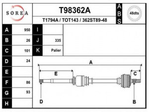 EAI T98362A kardaninis velenas 
 Ratų pavara -> Kardaninis velenas
4341013050