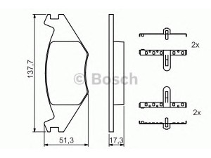 BOSCH 0 986 468 890 stabdžių trinkelių rinkinys, diskinis stabdys 
 Techninės priežiūros dalys -> Papildomas remontas
191 698 151 E, 171 615 119 D, 191 698 151