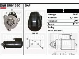 DELCO REMY DRS4560 starteris 
 Elektros įranga -> Starterio sistema -> Starteris
110981, 09 06 71, 09 06 90, 36 52 11 R
