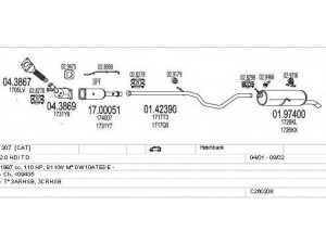 MTS C260208006107 išmetimo sistema 
 Išmetimo sistema -> Išmetimo sistema, visa