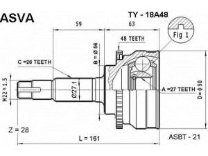 ASVA TY-18A48 jungčių komplektas, kardaninis velenas 
 Ratų pavara -> Sujungimai/komplektas
43410-28020, 43410-28050, 43410-28060