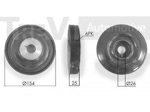 TREVI AUTOMOTIVE PC1061 skriemulys, alkūninis velenas 
 Diržinė pavara -> Dirželio skriemulys
8200352613, 8200395313, 8200544135