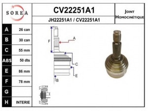 EAI CV22251A1K jungčių komplektas, kardaninis velenas 
 Ratų pavara -> Sujungimai/komplektas