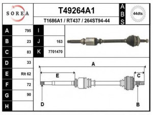 EAI T49264A1 kardaninis velenas
7701470607