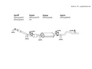 DINEX 374000020_06 išmetimo sistema 
 Išmetimo sistema -> Išmetimo sistema, visa