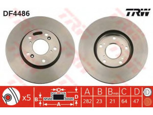 TRW DF4486 stabdžių diskas 
 Stabdžių sistema -> Diskinis stabdys -> Stabdžių diskas
45251S7AB10, 45251S7AE10, 45251S7AE11