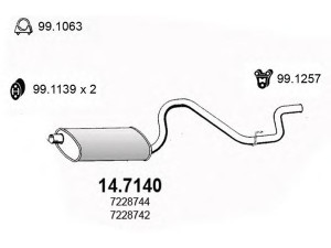 ASSO 14.7140 galinis duslintuvas 
 Išmetimo sistema -> Duslintuvas
1013125, 1013127, 1013129, 1013131