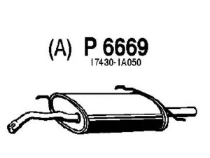 FENNO P6669 galinis duslintuvas 
 Išmetimo sistema -> Duslintuvas
17430-1A050, 17430-64420, 17430-64480