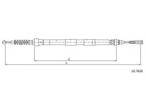 CABOR 10.7620 trosas, stovėjimo stabdys 
 Stabdžių sistema -> Valdymo svirtys/trosai
7201624, 7M0609701B, 95VW2A603AC