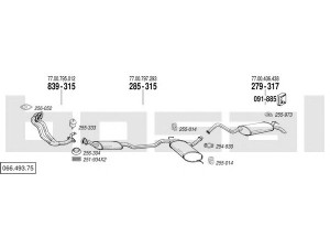 BOSAL 066.493.75 išmetimo sistema 
 Išmetimo sistema -> Išmetimo sistema, visa