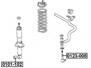 ASVA 0123-008 šarnyro stabilizatorius 
 Ašies montavimas/vairavimo mechanizmas/ratai -> Stabilizatorius/fiksatoriai -> Savaime išsilyginanti atrama
48820-34020, 48820-35030, 48820-AD010