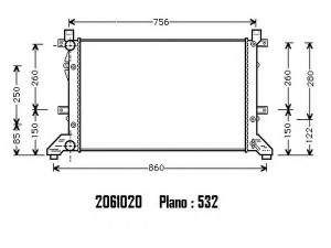 ORDONEZ 2061020 radiatorius, variklio aušinimas 
 Aušinimo sistema -> Radiatorius/alyvos aušintuvas -> Radiatorius/dalys
2D0121253, 2D0121253B, 1245007103
