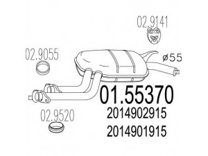 MTS 01.55370 vidurinis duslintuvas 
 Išmetimo sistema -> Duslintuvas
2014901915, 2014902915