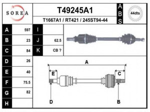EAI T49245A1 kardaninis velenas 
 Ratų pavara -> Kardaninis velenas
8200255027