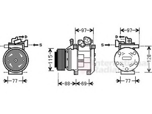 VAN WEZEL 8300K124 kompresorius, oro kondicionierius 
 Oro kondicionavimas -> Kompresorius/dalys
97701-3E050, 977013E050