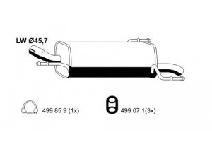 ERNST 011273 galinis duslintuvas 
 Išmetimo sistema -> Duslintuvas
58 52 122, 58 52 281, 13126165
