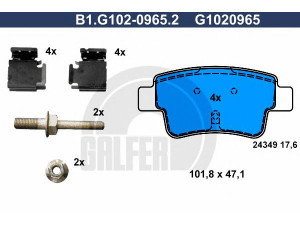 GALFER B1.G102-0965.2 stabdžių trinkelių rinkinys, diskinis stabdys 
 Techninės priežiūros dalys -> Papildomas remontas
16 05 230, 16 05 356, 93169177