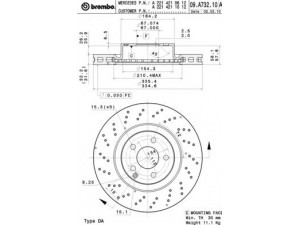 BREMBO 09.A732.11 stabdžių diskas 
 Dviratė transporto priemonės -> Stabdžių sistema -> Stabdžių diskai / priedai
2214210612, 2214211012, 2214211712