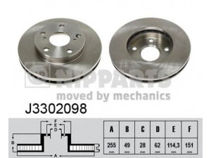 NIPPARTS J3302098 stabdžių diskas 
 Stabdžių sistema -> Diskinis stabdys -> Stabdžių diskas
43512-33020, 43512-33050