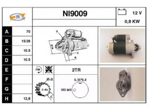 SNRA NI9009 starteris 
 Elektros įranga -> Starterio sistema -> Starteris
M2T20181, MCA010, 23300H5012, 23300H5013