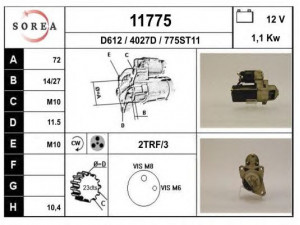 EAI 11775 starteris 
 Elektros įranga -> Starterio sistema -> Starteris
95FB11000BB, 95FB11000BC, 95FB11000BD