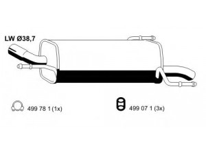 ERNST 011143 galinis duslintuvas 
 Išmetimo sistema -> Duslintuvas
58 52 121, 58 52 280, 13126164