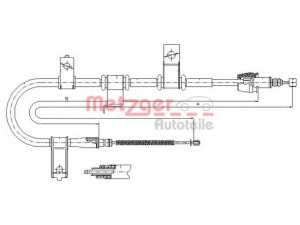 METZGER 17.2543 trosas, stovėjimo stabdys 
 Stabdžių sistema -> Valdymo svirtys/trosai
597701C300