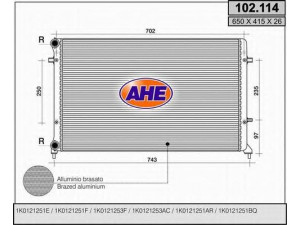 AHE 102.114 radiatorius, variklio aušinimas 
 Aušinimo sistema -> Radiatorius/alyvos aušintuvas -> Radiatorius/dalys
1K0121251AR