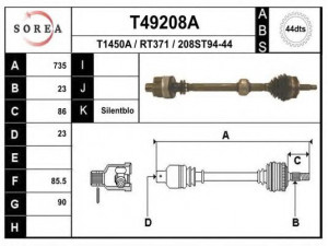 EAI T49208A kardaninis velenas 
 Ratų pavara -> Kardaninis velenas
7701352421, 7701470616