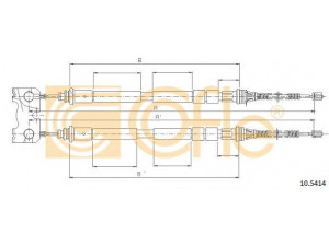 COFLE 10.5414 trosas, stovėjimo stabdys 
 Stabdžių sistema -> Valdymo svirtys/trosai
1010351, 1010352, 1036229, 1036230