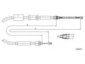 CABOR 1281P1 trosas, stovėjimo stabdys 
 Stabdžių sistema -> Valdymo svirtys/trosai
7747331