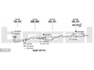 BOSAL 060.519.40 išmetimo sistema 
 Išmetimo sistema -> Išmetimo sistema, visa