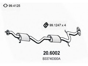 ASSO 20.6002 vidurinis duslintuvas 
 Išmetimo sistema -> Duslintuvas
B33740300, B33740300A, BP0940300A