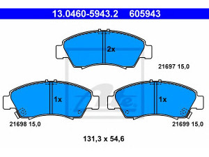 ATE 13.0460-5943.2 stabdžių trinkelių rinkinys, diskinis stabdys 
 Techninės priežiūros dalys -> Papildomas remontas
45022-S04-602, 45022-S04-G00, 45022-S04-G02