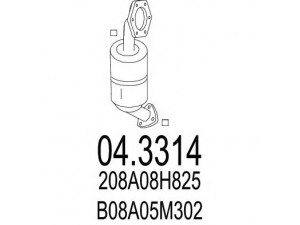 MTS 04.3314 katalizatoriaus keitiklis 
 Išmetimo sistema -> Katalizatoriaus keitiklis
208A08H825, 208A08H827, B08A05M302