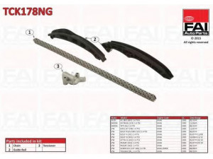 FAI AutoParts TCK178NG pavaros grandinės komplektas 
 Variklis -> Variklio uždegimo laiko reguliavimo kontrolė -> Sinchronizavimo grandinė/įtempiklis/kreiptuvas -> Pavaros grandinės komplektas
03C109158A