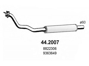 ASSO 44.2007 priekinis duslintuvas 
 Išmetimo sistema -> Duslintuvas
5466206, 8822306, 9334020, 9363649