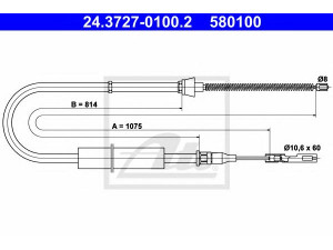 ATE 24.3727-0100.2 trosas, stovėjimo stabdys 
 Stabdžių sistema -> Valdymo svirtys/trosai
8Z0 609 721 B, 8Z0 609 721 F, 8Z0 609 722 C