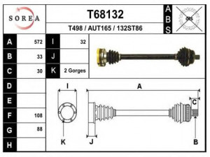 EAI T68132 kardaninis velenas 
 Ratų pavara -> Kardaninis velenas
893407272N